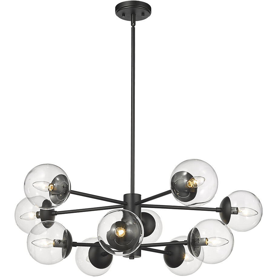 Avell 10 Light 36 inch Matte Black Chandelier Ceiling Light